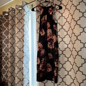 Floral black dress, silky material. Size 10